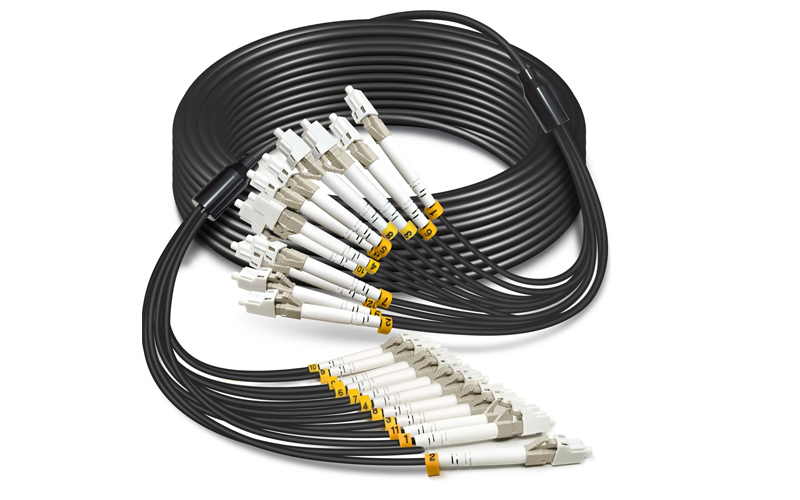 12 Strand OM3 Multimode Industrial TPU LC to LC Outdoor Armored Fiber Patch Cable