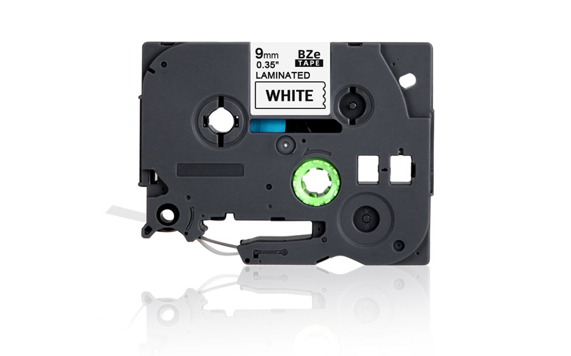 9mm Compatible Brother Printing Label Ribbon, Black on White